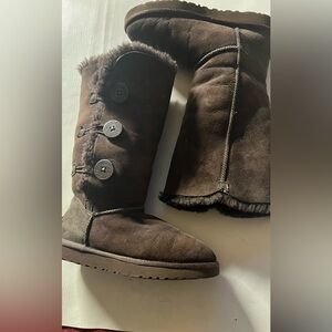 UGG Dark Brown Buttoned Winter Boots